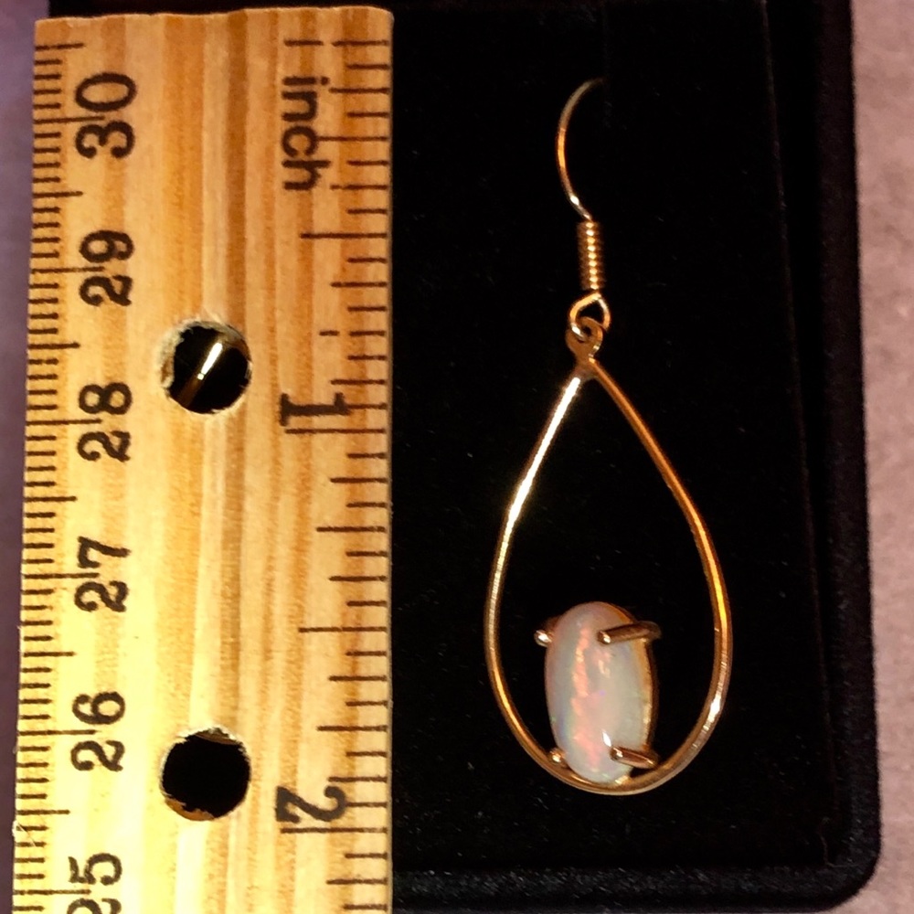 Gold and opal earrings - custom design - 14K